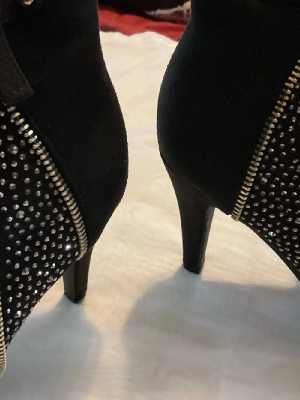 Black Stud-Accent High Heel Ankle Booties - Picture 5 of 6